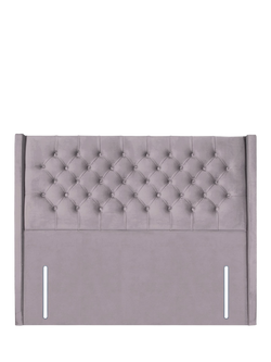 John Lewis Margot Winged Full Depth Upholstered Headboard, King Size, Velveteen Pebble