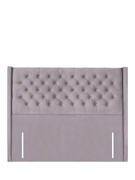 John Lewis Margot Winged Full Depth Upholstered Headboard, King Size, Velveteen Pebble