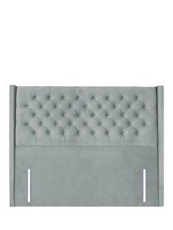 John Lewis Margot Winged Full Depth Upholstered Headboard, King Size, Velveteen Sage
