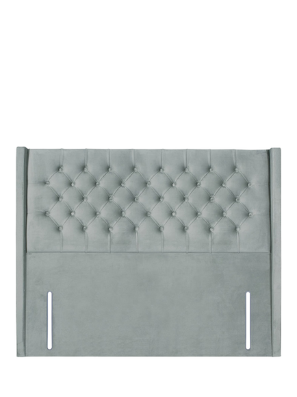 John Lewis Margot Winged Full Depth Upholstered Headboard, King Size, Velveteen Sage
