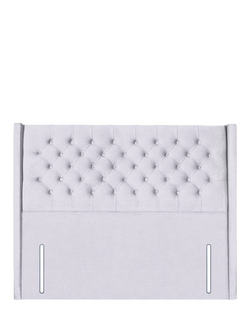 John Lewis Margot Winged Full Depth Upholstered Headboard, King Size, Brushedweave Silver