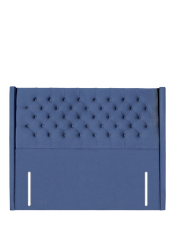 John Lewis Margot Winged Full Depth Upholstered Headboard, King Size, Brushedweave Denim