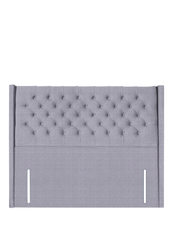 John Lewis Margot Winged Full Depth Upholstered Headboard, Super King Size, Herringbone Grey