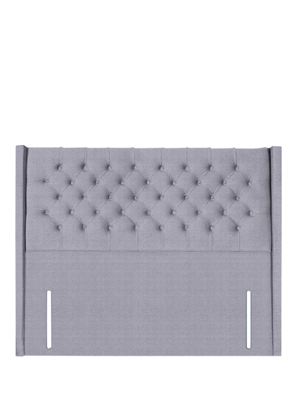 John Lewis Margot Winged Full Depth Upholstered Headboard, Super King Size, Herringbone Grey