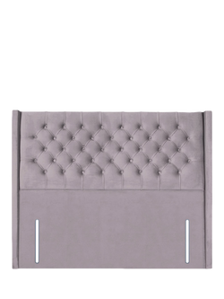 John Lewis Margot Winged Full Depth Upholstered Headboard, Super King Size, Velveteen Pebble