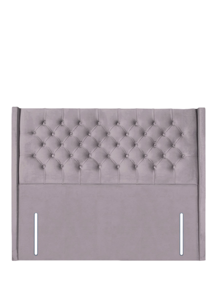 John Lewis Margot Winged Full Depth Upholstered Headboard, Super King Size, Velveteen Pebble