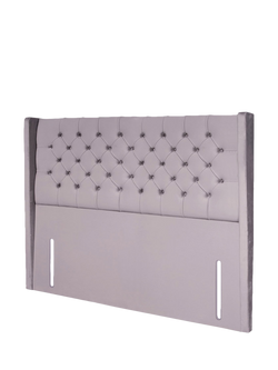 John Lewis Margot Winged Full Depth Upholstered Headboard, Super King Size - view 2, Velveteen Pebble