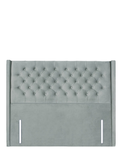 John Lewis Margot Winged Full Depth Upholstered Headboard, Super King Size, Velveteen Sage