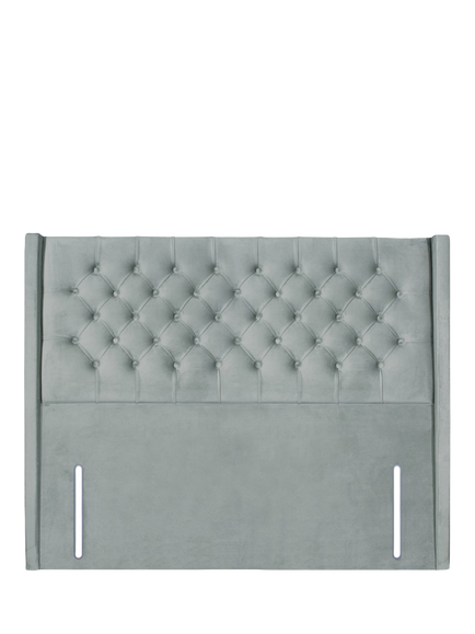 John Lewis Margot Winged Full Depth Upholstered Headboard, Super King Size, Velveteen Sage