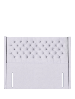 John Lewis Margot Winged Full Depth Upholstered Headboard, Super King Size, Brushedweave Silver