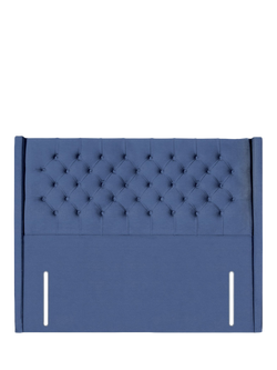John Lewis Margot Winged Full Depth Upholstered Headboard, Super King Size, Brushedweave Denim