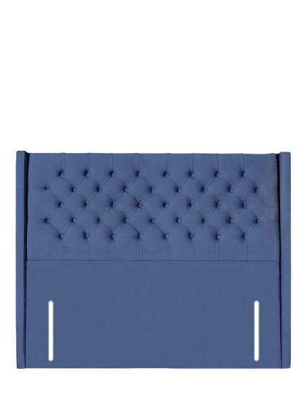 John Lewis Margot Winged Full Depth Upholstered Headboard, Super King Size, Brushedweave Denim