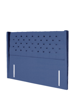John Lewis Margot Winged Full Depth Upholstered Headboard, Super King Size - view 2, Brushedweave Denim