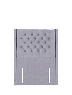 John Lewis Margot Winged Full Depth Upholstered Headboard, Single, Herringbone Grey