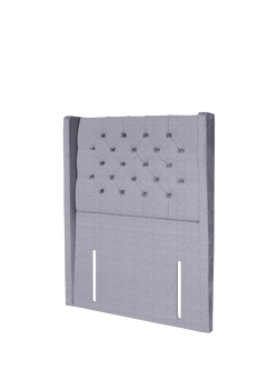 John Lewis Margot Winged Full Depth Upholstered Headboard, Single - view 2, Herringbone Grey