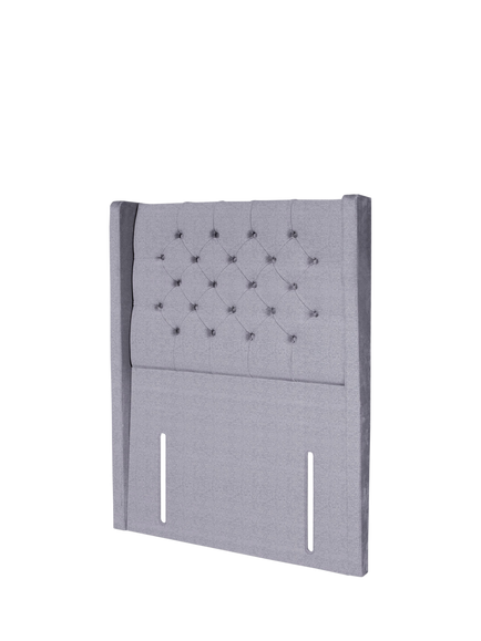 John Lewis Margot Winged Full Depth Upholstered Headboard, Single - view 2, Herringbone Grey