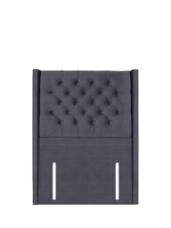 John Lewis Margot Winged Full Depth Upholstered Headboard, Single, Herringbone Shadow