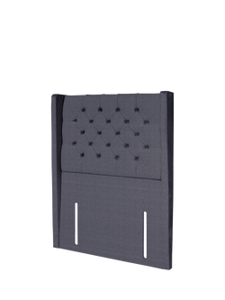 John Lewis Margot Winged Full Depth Upholstered Headboard, Single - view 2, Herringbone Shadow