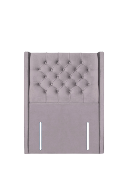 John Lewis Margot Winged Full Depth Upholstered Headboard, Single, Velveteen Pebble