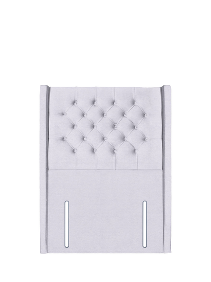 John Lewis Margot Winged Full Depth Upholstered Headboard, Single, Brushedweave Silver