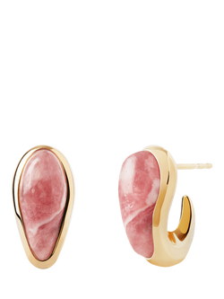 PDPAOLA Icons Rhodochrosite Curved Hoop Earrings, Gold, Gold