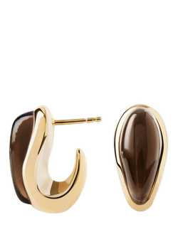 PDPAOLA Icons Quartz Curved Hoop Earrings, Gold, Gold