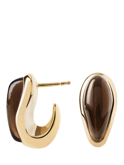 PDPAOLA Icons Quartz Curved Hoop Earrings, Gold, Gold