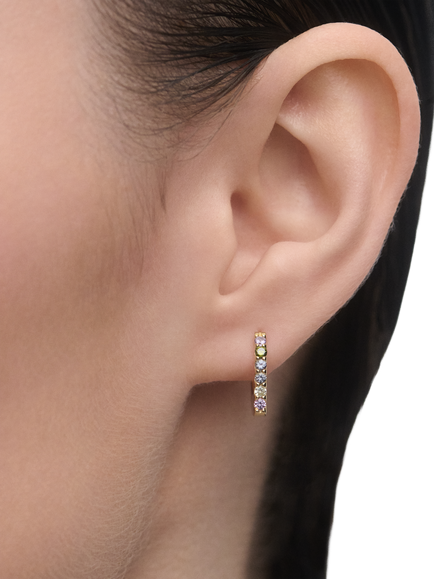 PDPAOLA Geometric Hoop Earrings, Gold Multi - view 2, Gold Multi