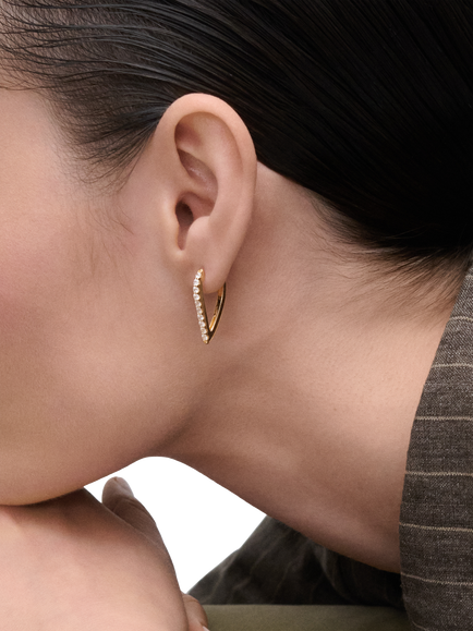 PDPAOLA Asymetric Geo Hoop Earrings - view 2, Gold