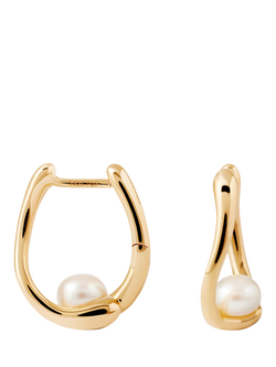 PDPAOLA Pearl Hoop Earrings, Gold, Gold