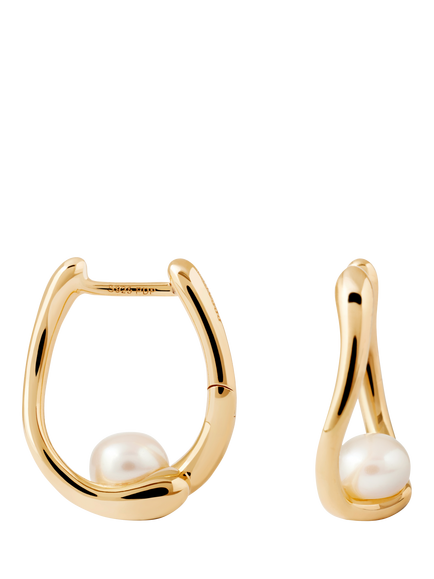 PDPAOLA Pearl Hoop Earrings, Gold, Gold
