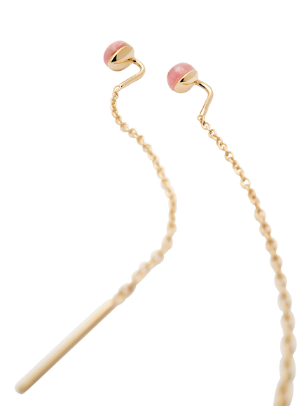 PDPAOLA Lyra Rhodochrosite Drop Earrings, Gold - view 2, Gold