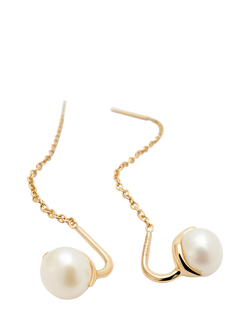 PDPAOLA Icons Pearl Chain Drop Earrings, Gold - view 2, Gold