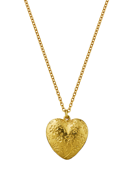 Alex Monroe Floral Heart Pendant Necklace, Yellow Gold, Yellow Gold