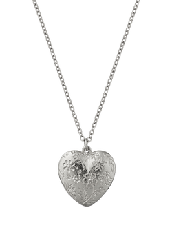 Alex Monroe Floral Heart Pendant Necklace, Silver, Silver