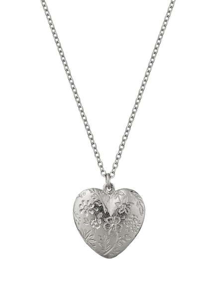 Alex Monroe Floral Heart Pendant Necklace, Silver, Silver