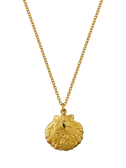 Alex Monroe Floral Scallop Shell Pendant Necklace, Yellow Gold, Yellow Gold