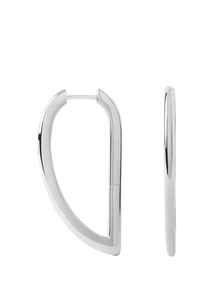 PDPAOLA Vento Geometric Hoop Earrings, Rhodium, Rhodium