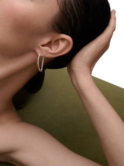 PDPAOLA Vento Geometric Hoop Earrings, Rhodium - view 2, Rhodium