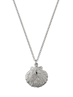 Alex Monroe Floral Scallop Shell Pendant Necklace, Silver, Silver