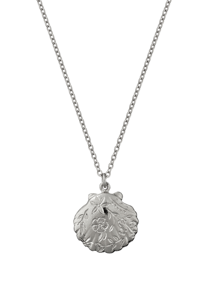 Alex Monroe Floral Scallop Shell Pendant Necklace, Silver, Silver
