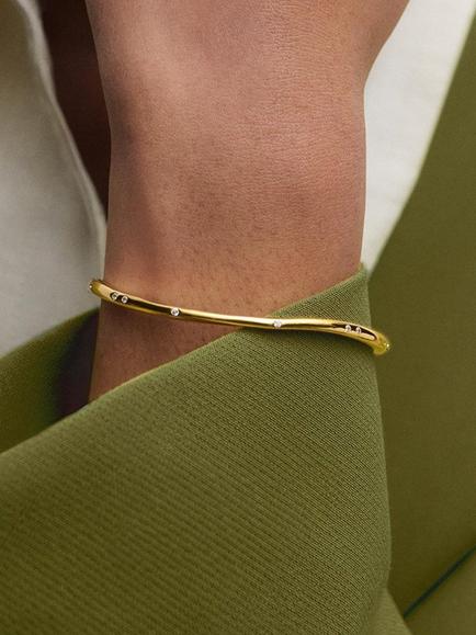 PDPAOLA Cubic Zirconia Bangle - view 2, Gold