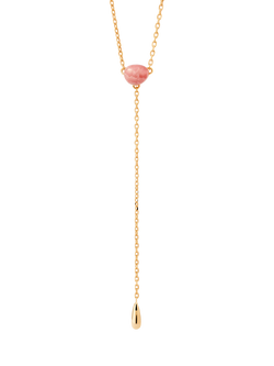 PDPAOLA Gemstone Chain Drop Necklace, Gold/Rhodochrosite