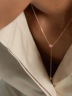 PDPAOLA Gemstone Chain Drop Necklace - view 2, Gold/Rhodochrosite