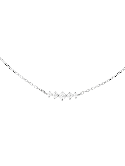 PDPAOLA Estela Crystal Chain Necklace, Rhodium, Rhodium
