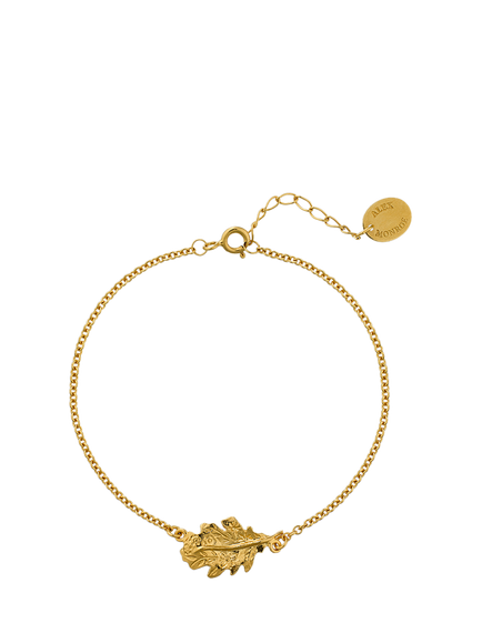 Alex Monroe Oak Leaf Chain Bracelet, Yellow Gold, Yellow Gold