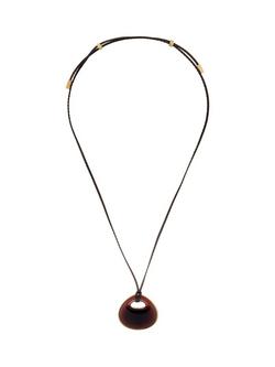 Reiss Pippa Polished Resin Large Pebble Cord Pendant Necklace, Gold/Burgundy, Gold/Burgundy