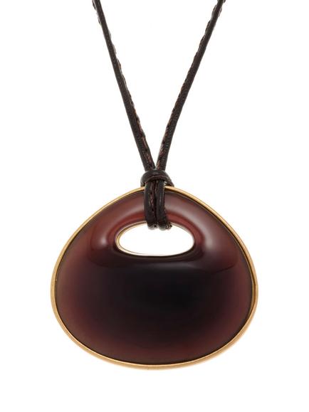 Reiss Pippa Polished Resin Large Pebble Cord Pendant Necklace, Gold/Burgundy - view 2, Gold/Burgundy