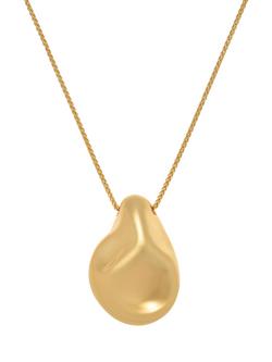 Reiss Tallula Tumbled Metal Pendant Necklace, Gold - view 2, Gold