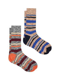 Paul Smith Stripe Cotton Blend Socks, Pack of 2, Multi, Multi